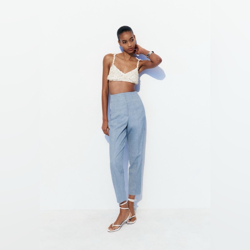 ZARA NWT PANTS WITH A HIGH WAIST BLUE